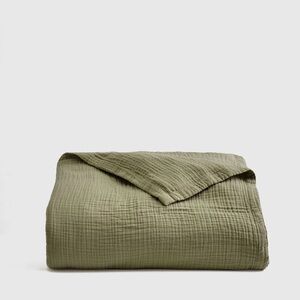 Quince Organic Airy Gauze Blanket in Olive Queen Size 213